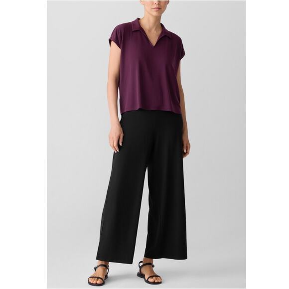 Eileen Fisher Women's Blackberry Fine Jersey Split Neck Square Top Size XL - Picture 10 of 10